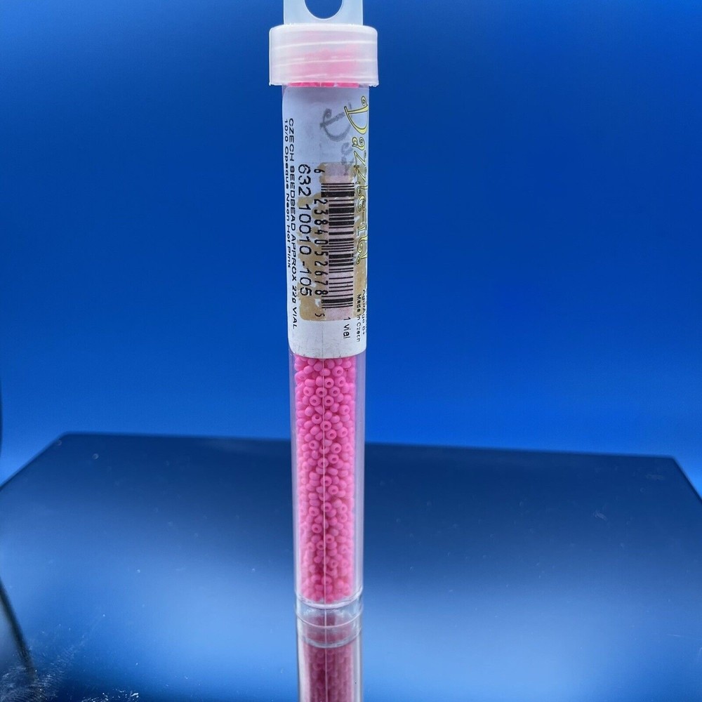 Dazzle-it Czech Seed Bead Opaque Neon Hot Pink 10/0 22g Vial Tube